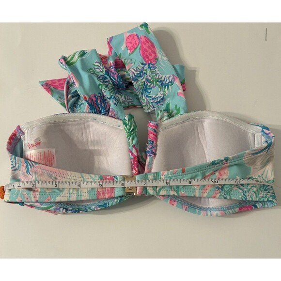 Lilly Pulitzer Eddee Halter Bandeau Bikini Top Aqua Print Size 4 - Picture 7 of 8
